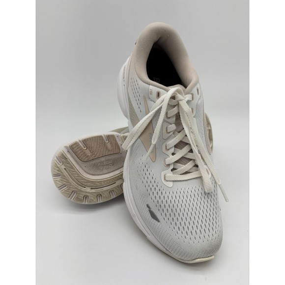 Brooks Ghost 15 Mens Running Shoes White Tan Neutral Sneakers Size 9